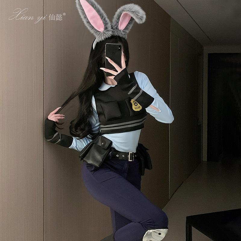Xian Yi Halloween Costume Zootopia Rabbit Police Officer Judy cosplay Second Dimension Costume Female 666