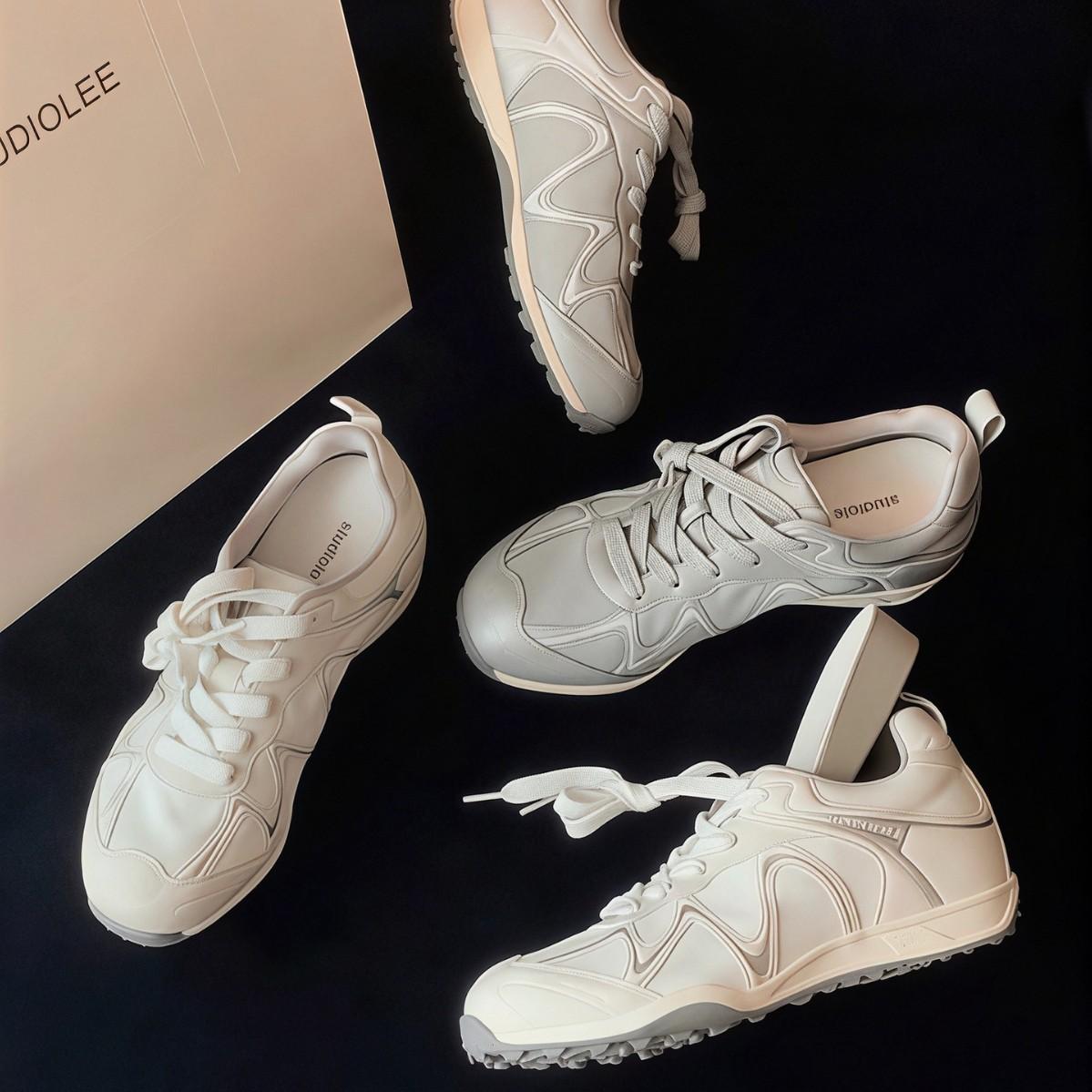 Sheepskin Version~Grape Mom's Same Style, 5cm Hidden Height Increase, Round Toe, Patchwork Lace-Up Sports Dad Shoes for Women, German Training Shoes, Forrest Gump Shoes