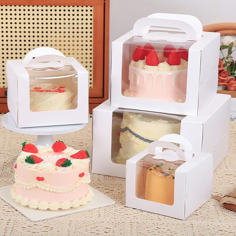Birthday Cake Box 3-Inch 468 Portable Window-Opening Packaging Box Cheese Mousse Pastry Baking Packaging Box