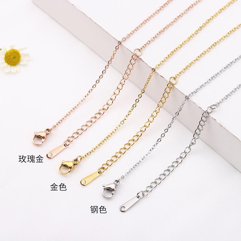 In-Stock Women's Titanium Steel Necklace O-Chain Lip Chain Flat Cross Stainless Steel Necklace with Multiple Length Specifications