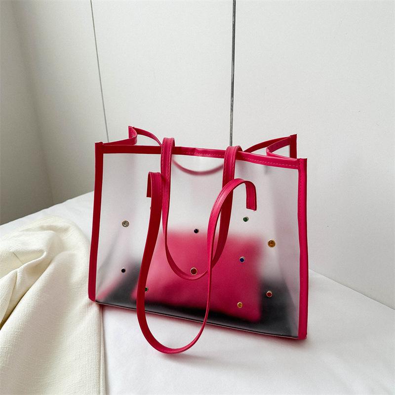 Transparent Bag 2023 New Fashionable Summer Fashion Internet Celebrity Shoulder Bag Women's Large Capacity Explosive Tote Bag Jelly Bag