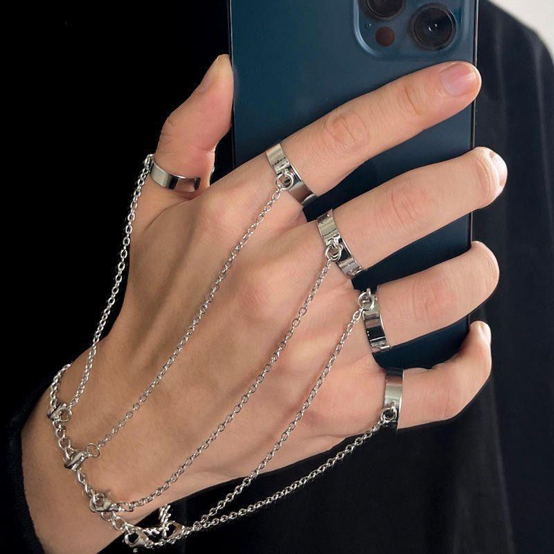 Vintage Ring for Women, Non-Fading, Tiktok Influencer Open-Ended Hip-Hop Set Ring, Minimalist European and American Style