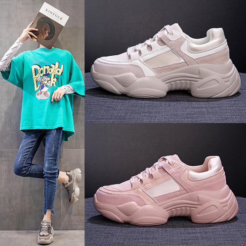 Lightweight Genuine Leather Dad Shoes for Women, 2026 Summer New Korean Style Versatile Trendy Shoes, Casual Thick-Soled Sneakers