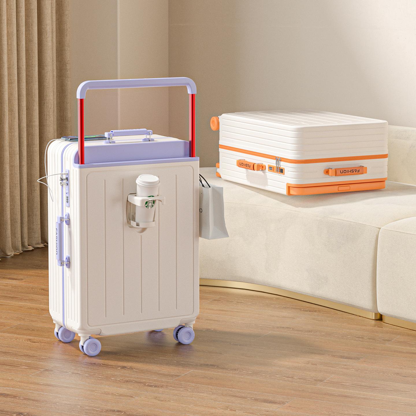 New Wide Trolley Suitcase, Women's Boarding Suitcase, Large Capacity Suitcase, Contrasting Color Trolley Suitcase, High-Looking Password Box