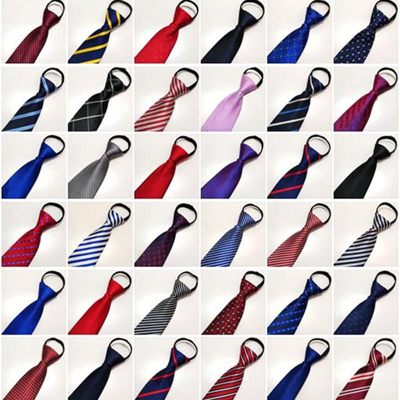 Men's Zipper Tie Groom Wedding Red 8cm Formal Business Black Knot-Free Lazy Easy-Pull Blue