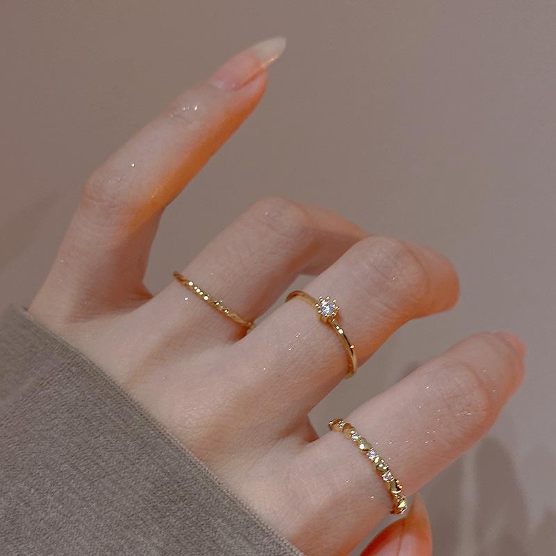Niche Exquisite Zircon Gentle Style All-match Natural Color Treasure Ring for Women