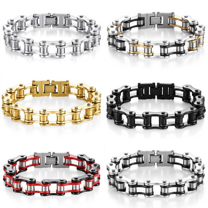 European and American Handmade Titanium Steel Bicycle Chain Bracelet Hip-Hop Motorcycle Chain Wholesale Women's Trendy Punk Style Bracelet Men's Accessories
