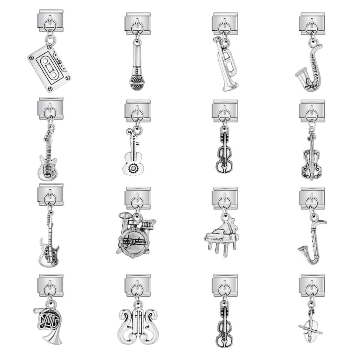 Musical Instrument Shaped Pendant Italian Module Bracelet DIY Hook Bracelet Free Splicing Strap Chain Accessories Wholesale