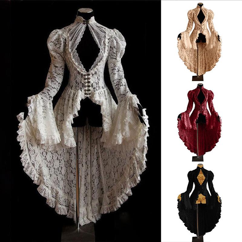 European and American retro medieval court party lace dress dress sexy slim dress factory direct supply