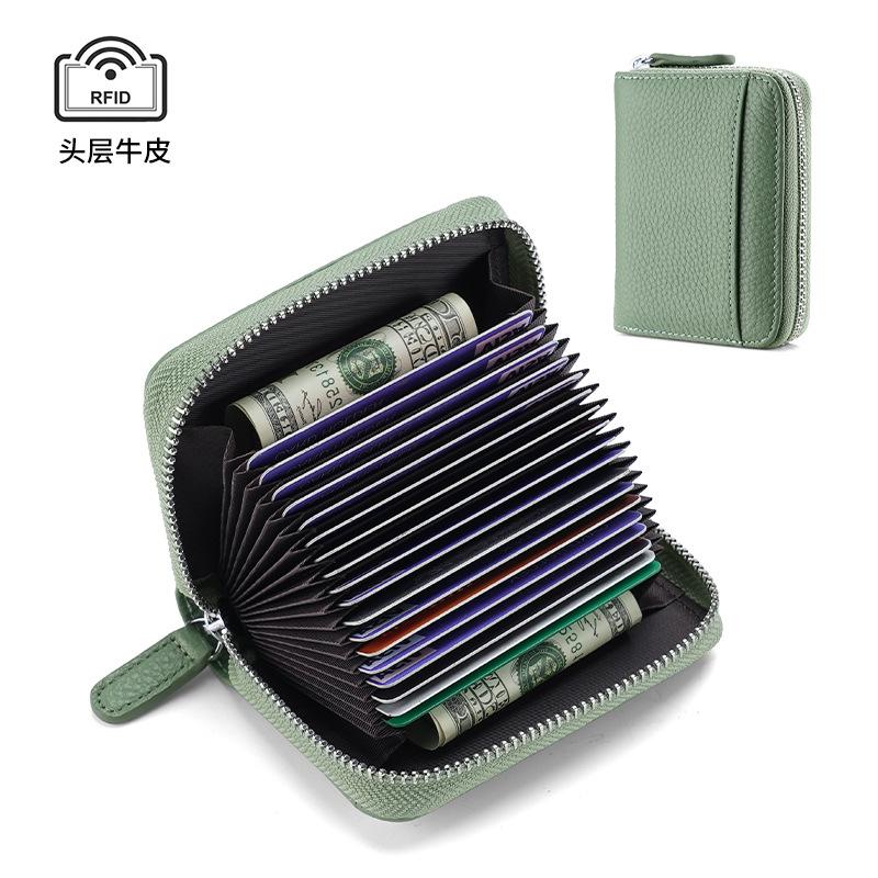 Rfid Genuine Leather Card Holder, Anti-Theft Credit Card Coin Wallet, Card Holder, Business Card Holder, Coin Purse, Accordion Card Holder