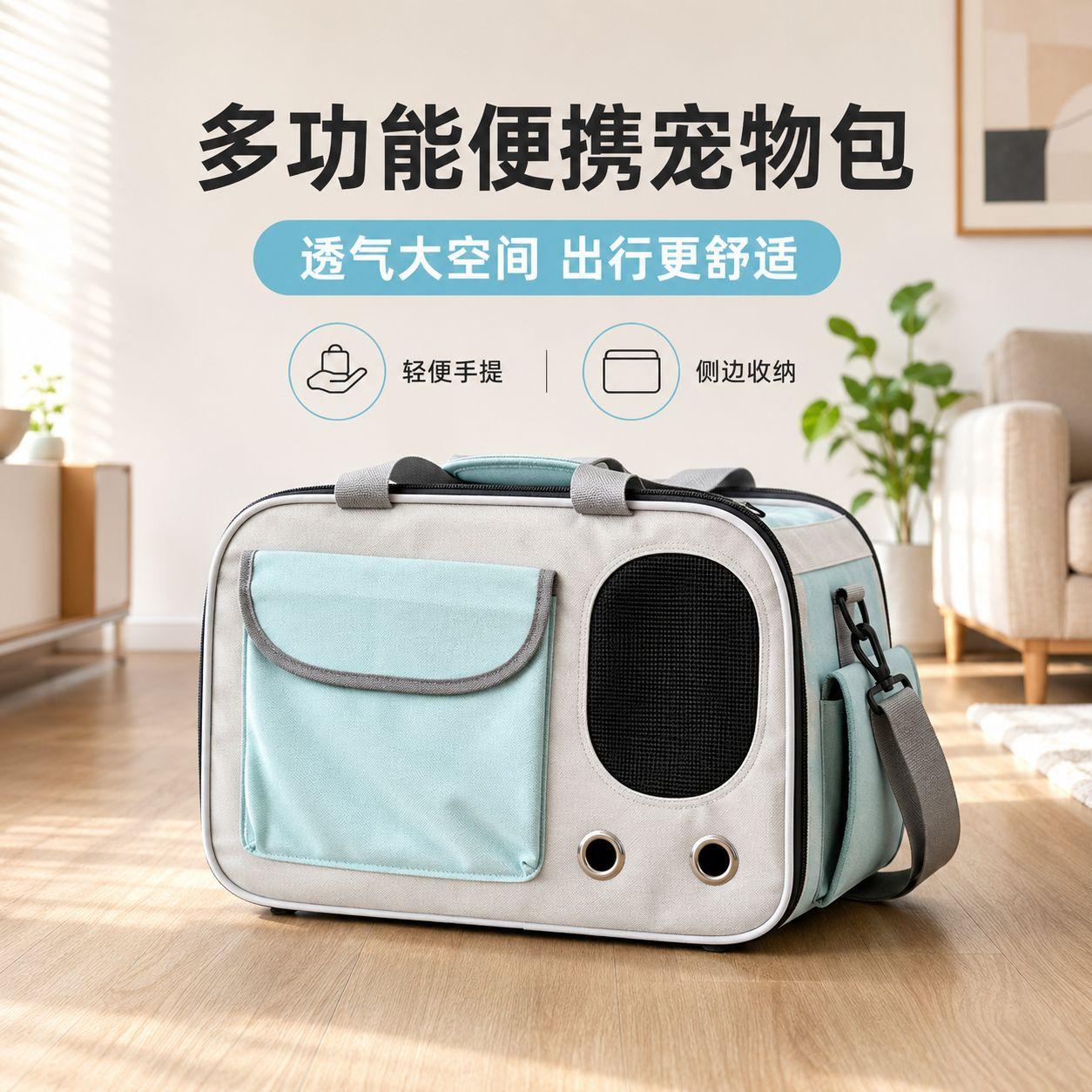 Portable Cross-Body Pet Bag, Breathable, Foldable, High-Looking, New Style Cat Outing Bag, Large Capacity Luggage Wholesale