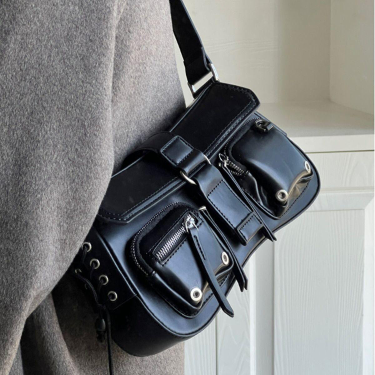 High-End Bags for Women 2026 New Motorcycle Bag Sweet Cool Spicy Girl Baguette Bag Niche Shoulder Bag Versatile Underarm Bag