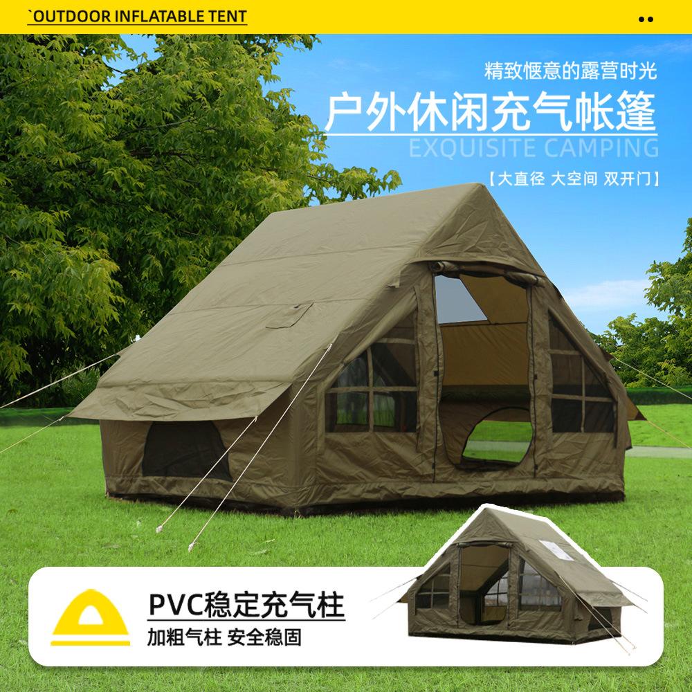 Cross-Border Outdoor Double-Door Inflatable Tent 6.3 Square Meters No-Setup Camping Tent Sun Protection Waterproof Quick-Open Camping Tent