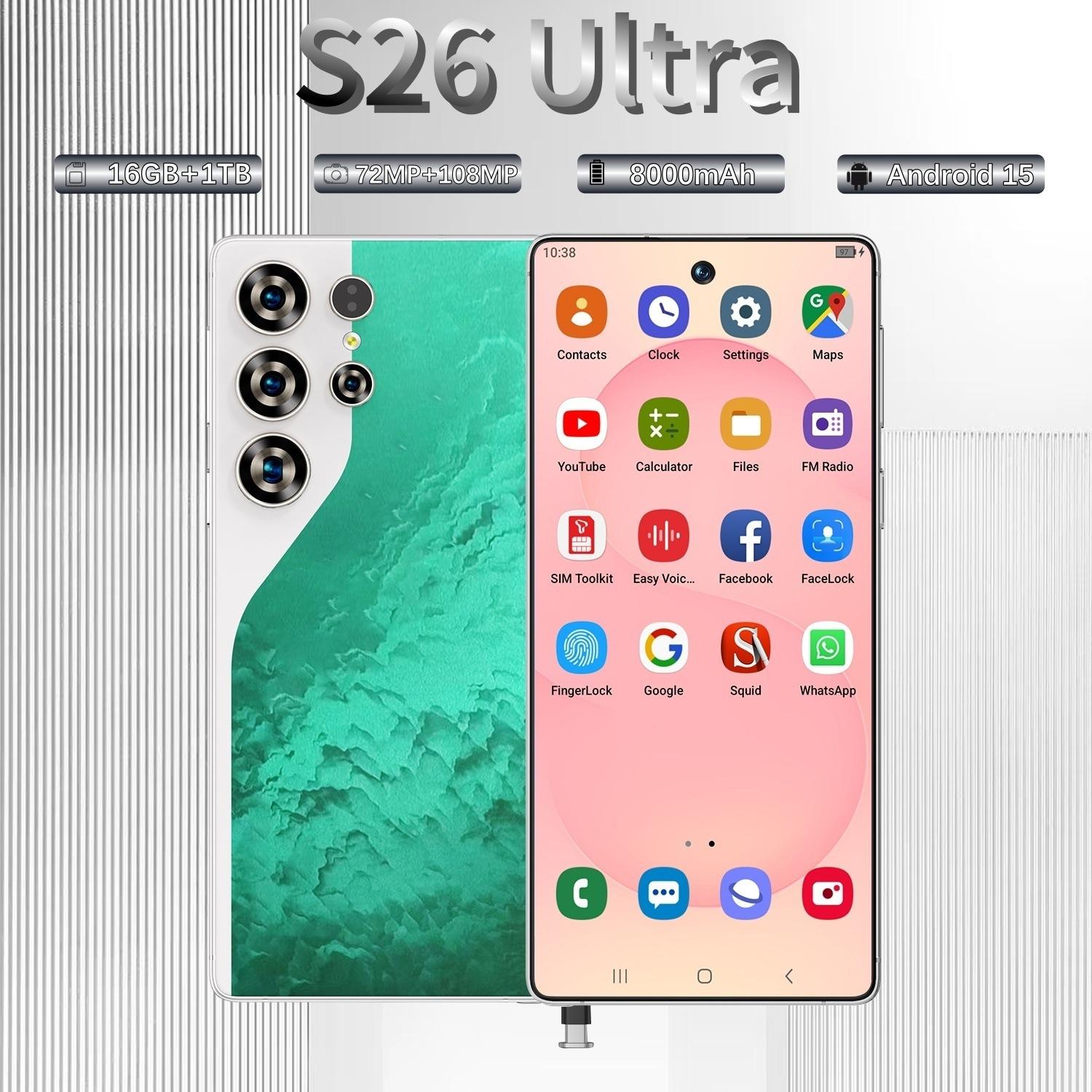 S26Ultra Cross-Border Mobile Phone 6.7inch Smartphone Factory Direct Sales Tk Amazon Best-Selling Model in Stock