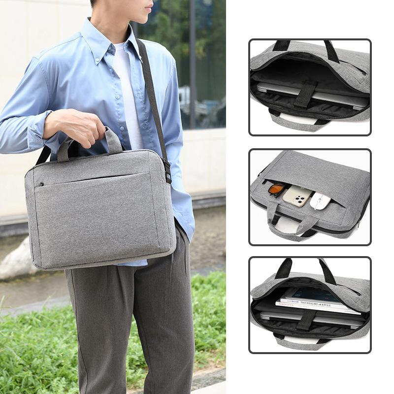Men's portable briefcase large capacity shoulder messenger bag 15.6-inch computer bag women's business casual office bag