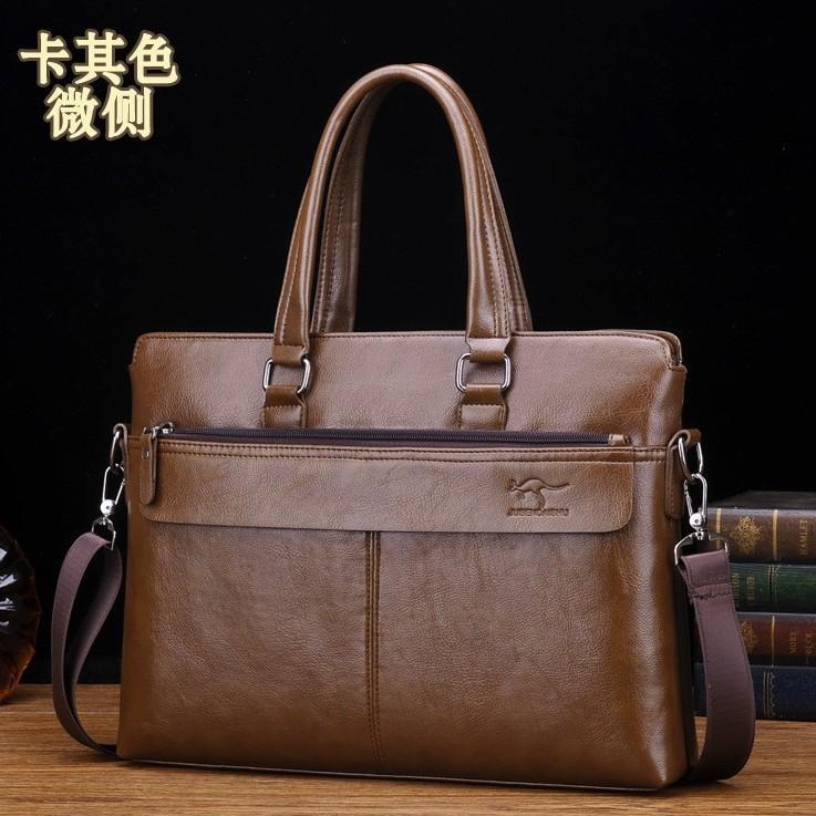 Men's Business Casual Bag, Large Capacity, High-Quality, Portable Handbag with Multiple Layers and Multiple Pockets, with Logo