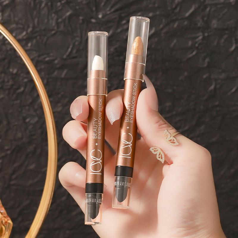 Foreign Trade ICVC Eyeshadow Pen, Dual-Ended, Party and Stage Makeup, Natural Look, Pearlescent Glitter, Easy-to-Apply Eyeshadow, All-English Version