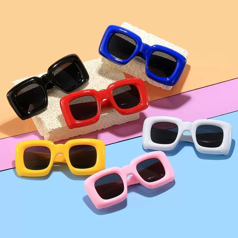 New Children's Hip-Hop Bubble Sunglasses, Funny Square Thick Frame Baby Glasses, Boys and Girls Going Out, Sunglasses