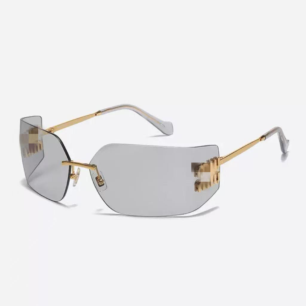 Zhang Yuanying's Same Style Millennium Style Miaojia Sunglasses Women's Frameless One-Piece Curved Large Frame Sunglasses Trendy Smu54Ys