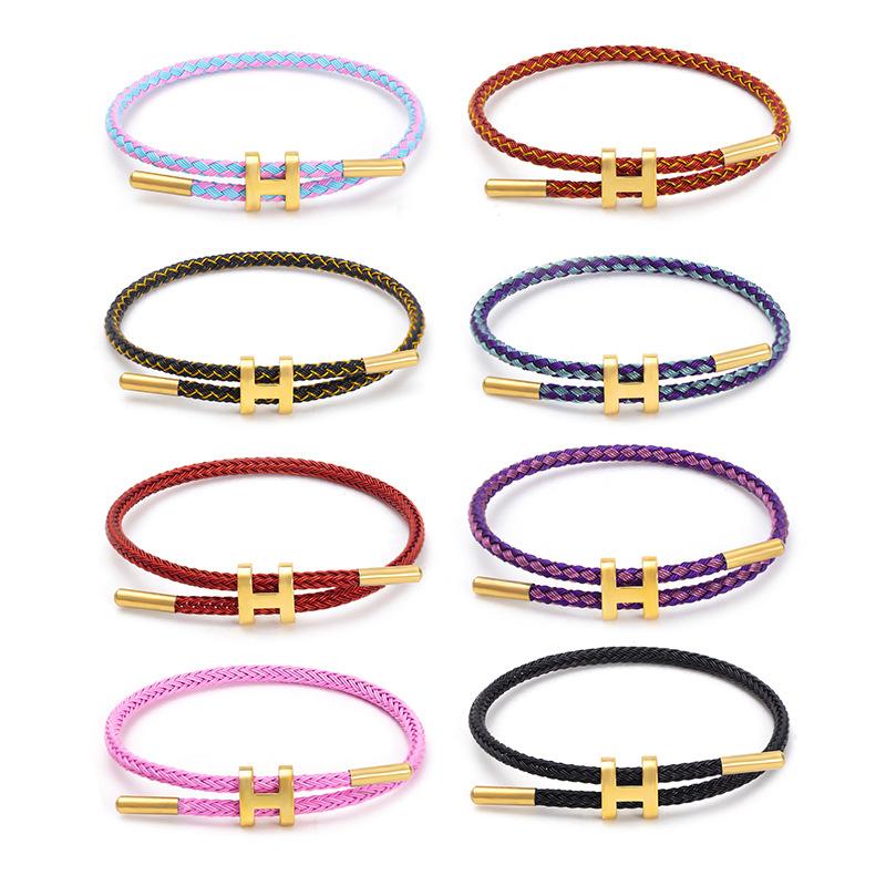 Spot I-Buckle Wire Rope Bracelet 3D Hard Gold with Rope Bracelet Adjustable Titanium Steel Waterproof and Sweat-Proof Bracelet
