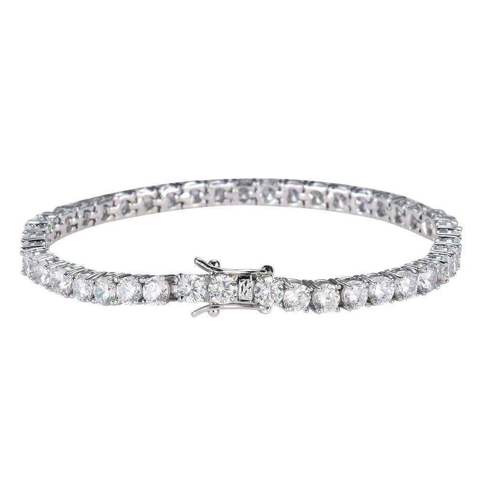 Cross-Border Simple and High-End Tennis Bracelet Full of Diamonds, Zirconia Titanium Steel Bracelet, Men's and Women's Non-Fading Jewelry Bracelet