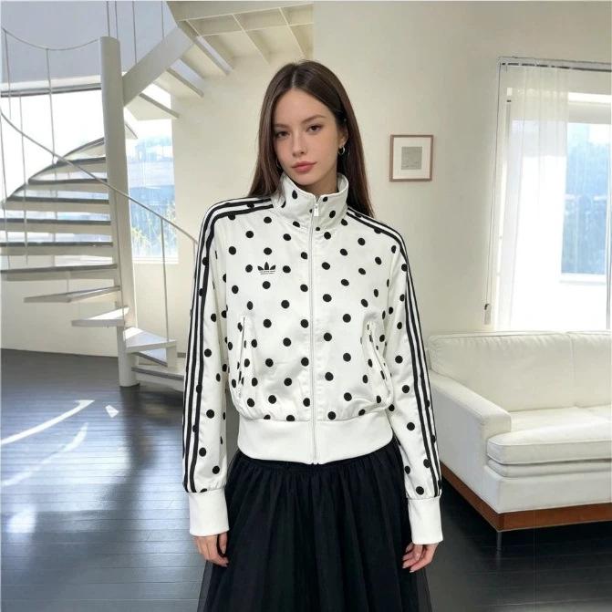 European and American Cross-Border Foreign Trade 26Ss Spring New Striped Polka Dot Stand Collar Jacket Women's Slim Fit Sports Sun Protection Jacket