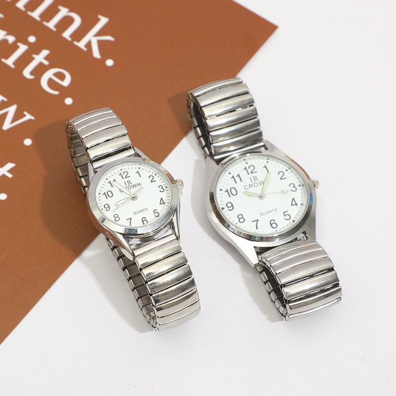 Manufacturer Wholesale Life Waterproof Middle-Aged and Elderly Quartz Watch Elastic Couple Watch Elastic Band Digital Elderly Watch for Men and Women