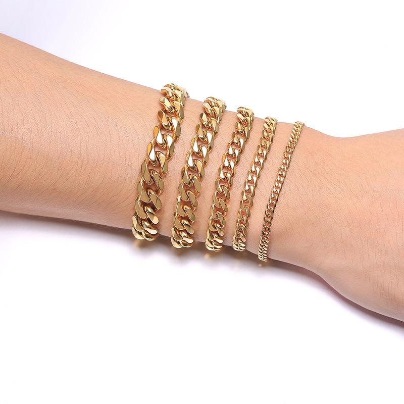 3.6-11mm Stainless Steel Cuban Bracelet Men Fashion Trend Student Hip Hop Jewelry BR-755