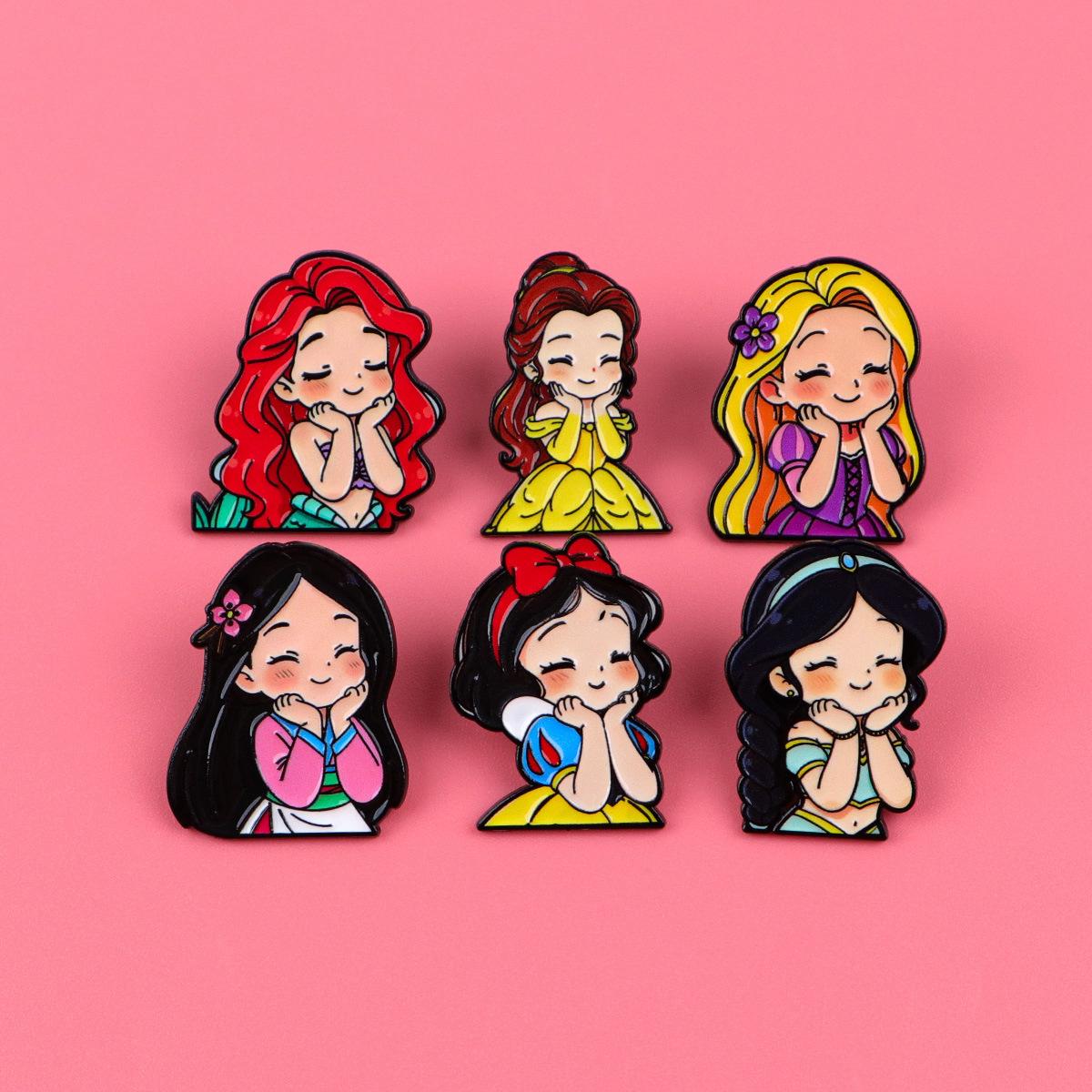 Princess Brooch Cartoon Metal Badge Creative Cute Baby Medal Clothing Brooch Accessory Brooch