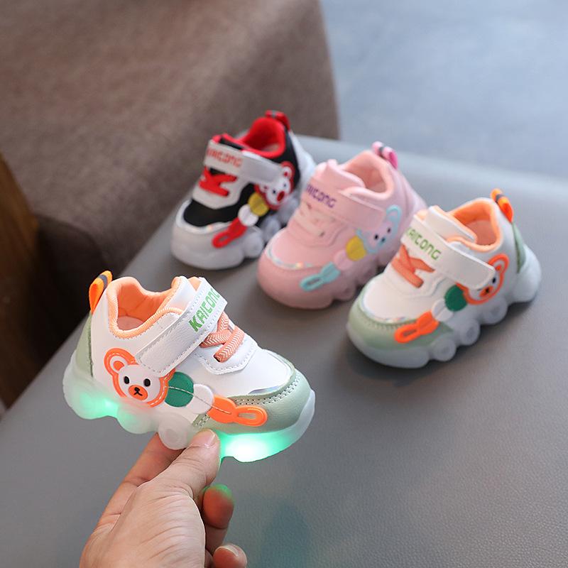 Waterproof Lights Shoes 0-1-3 Years Old Children Leather Toddler Shoes Men's and Women's Baby Shoes Non-slip Sneakers