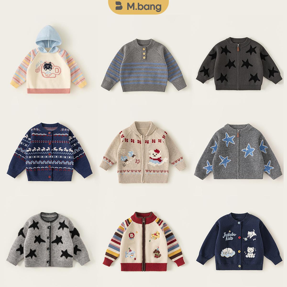 [Children's Sweater Collection] Soft and Cozy Knit Toddler Coat, Striped Baby Knitwear, Raglan Sleeve Boys' Sweater