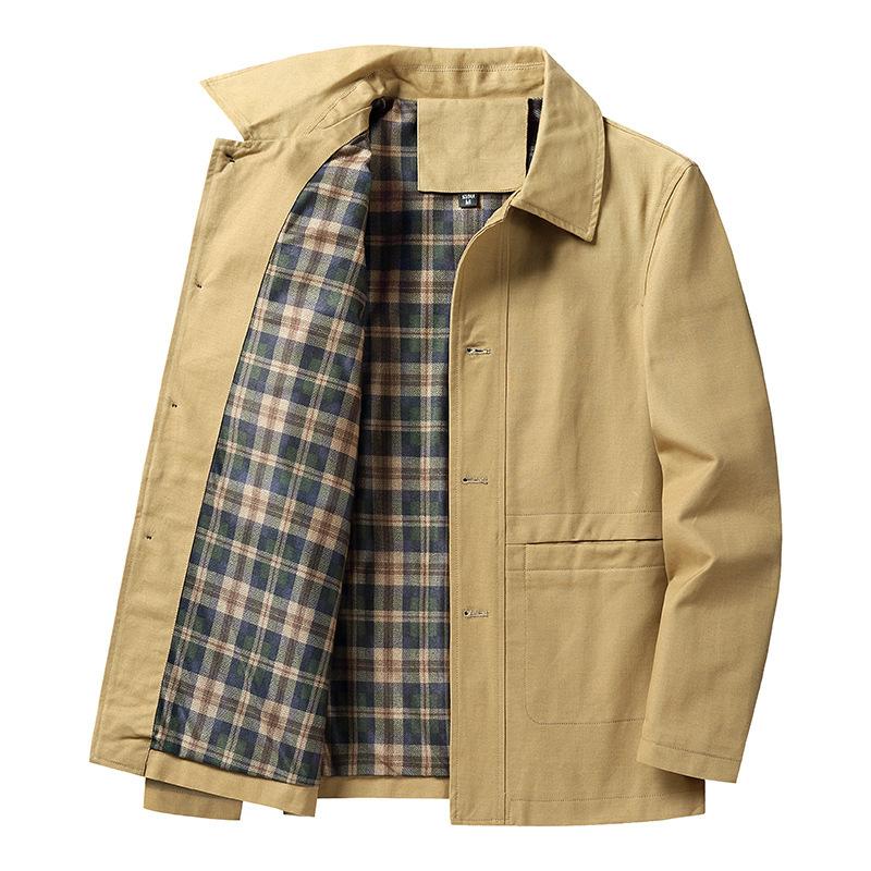 Cross-border suppliers wholesale spring and autumn washed cotton foreign trade jacket men's overcoat men's lapel middle-aged and elderly