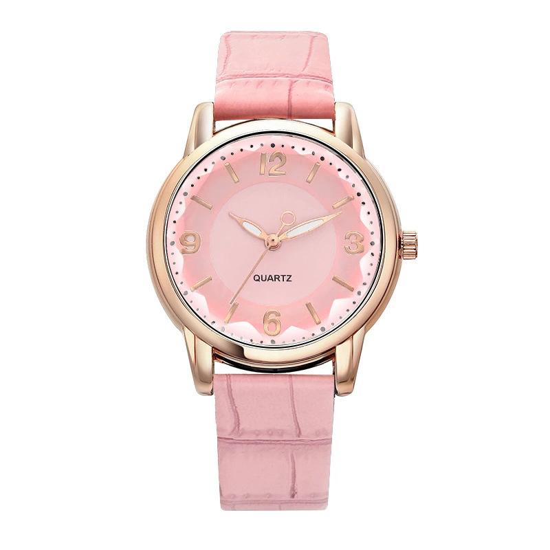 Cross-Border Two-Tone Dial Women's Watch Wholesale Creative Quartz Watch with Leather Strap High-End Feel for Students