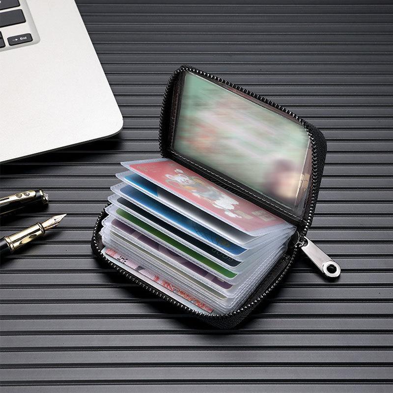 New Pu Leather Anti-Theft Men's Card Holder, Women's Daily Compact Portable Ultra-Thin Anti-Magnetic Bank Card Holder Coin Purse