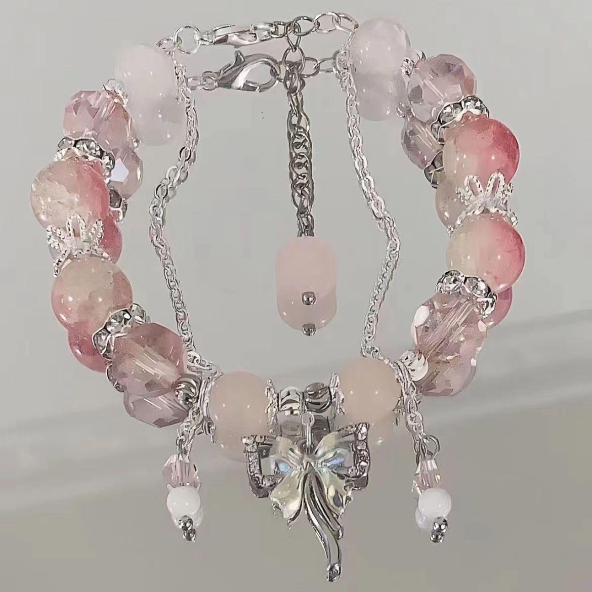 Hua Rong Wei Zhi Peripheral Derivative Impression Bracelet Pink Little Phoenix High-Looking Ju Yao's Same Style Bracelet for Women Hot Style