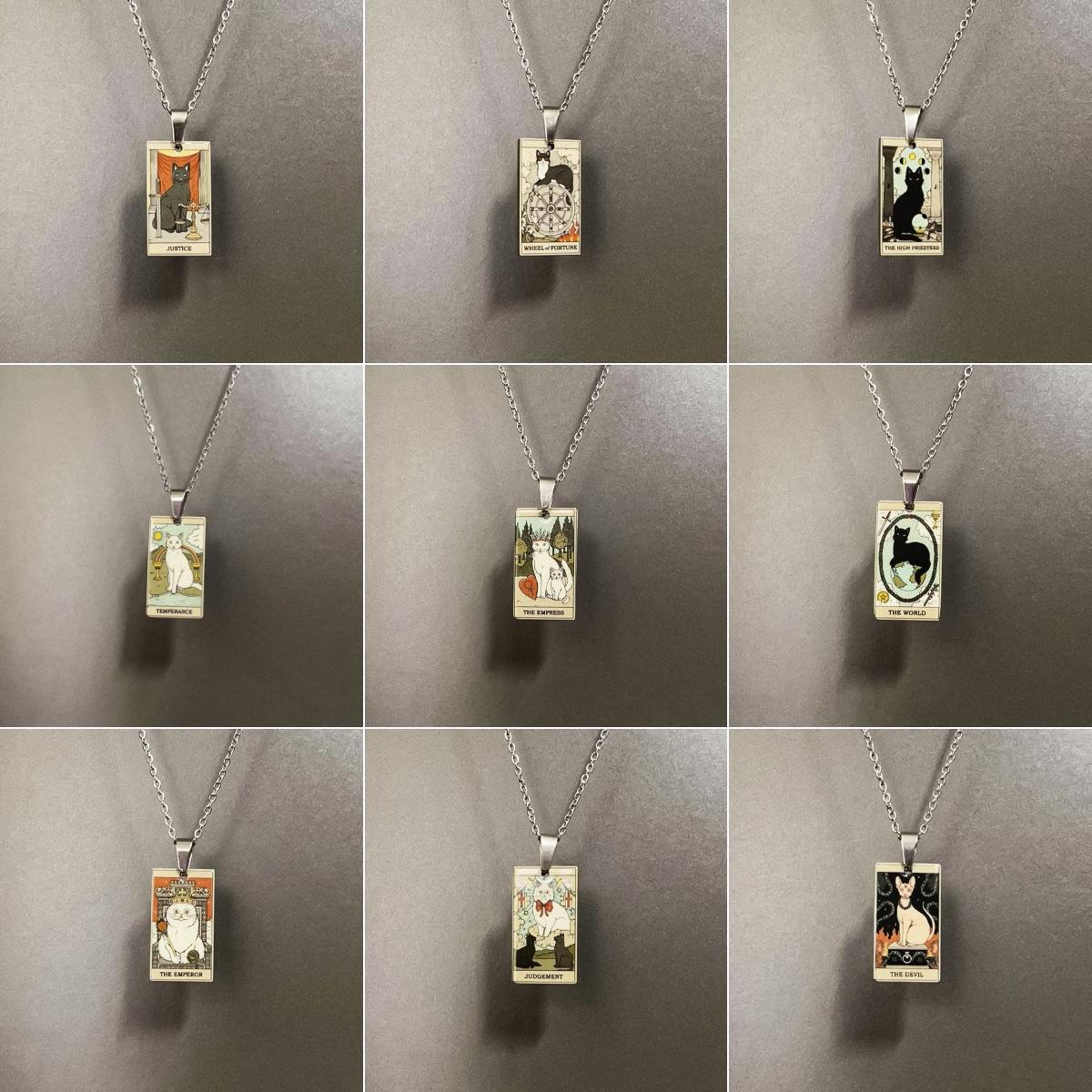 Stainless Steel Letter Necklace Vintage Accessories Women's Color Printed Card High-End Pendant Titanium Steel Sweater Chain Cross-Border Hot Sale