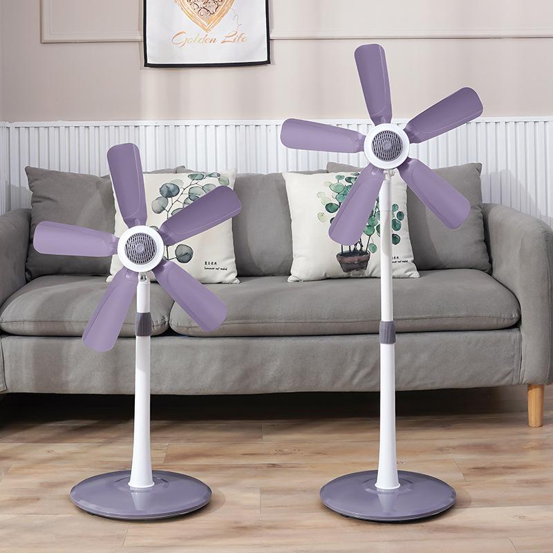 Factory generation dormitory mute five-leaf electric fan household non-mesh cover standing retractable floor fan wholesale