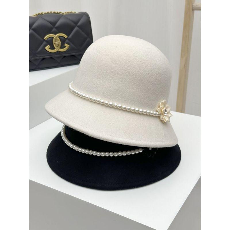 Pearl Flower Wool Fisherman's Hat Children's Autumn and Winter French Retro Face Show Small Basin Hat Elegant Elegant Elegant Ladies Hat