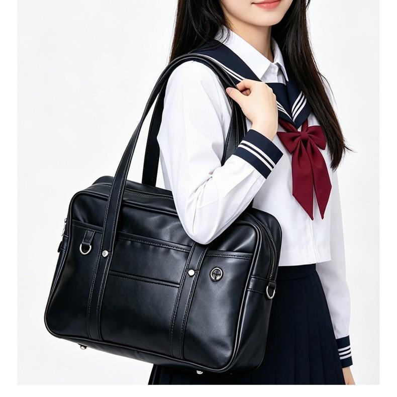 PU student handbag JK uniform bag COS unisex briefcase backpack JK style lightweight large-capacity for middle and high school