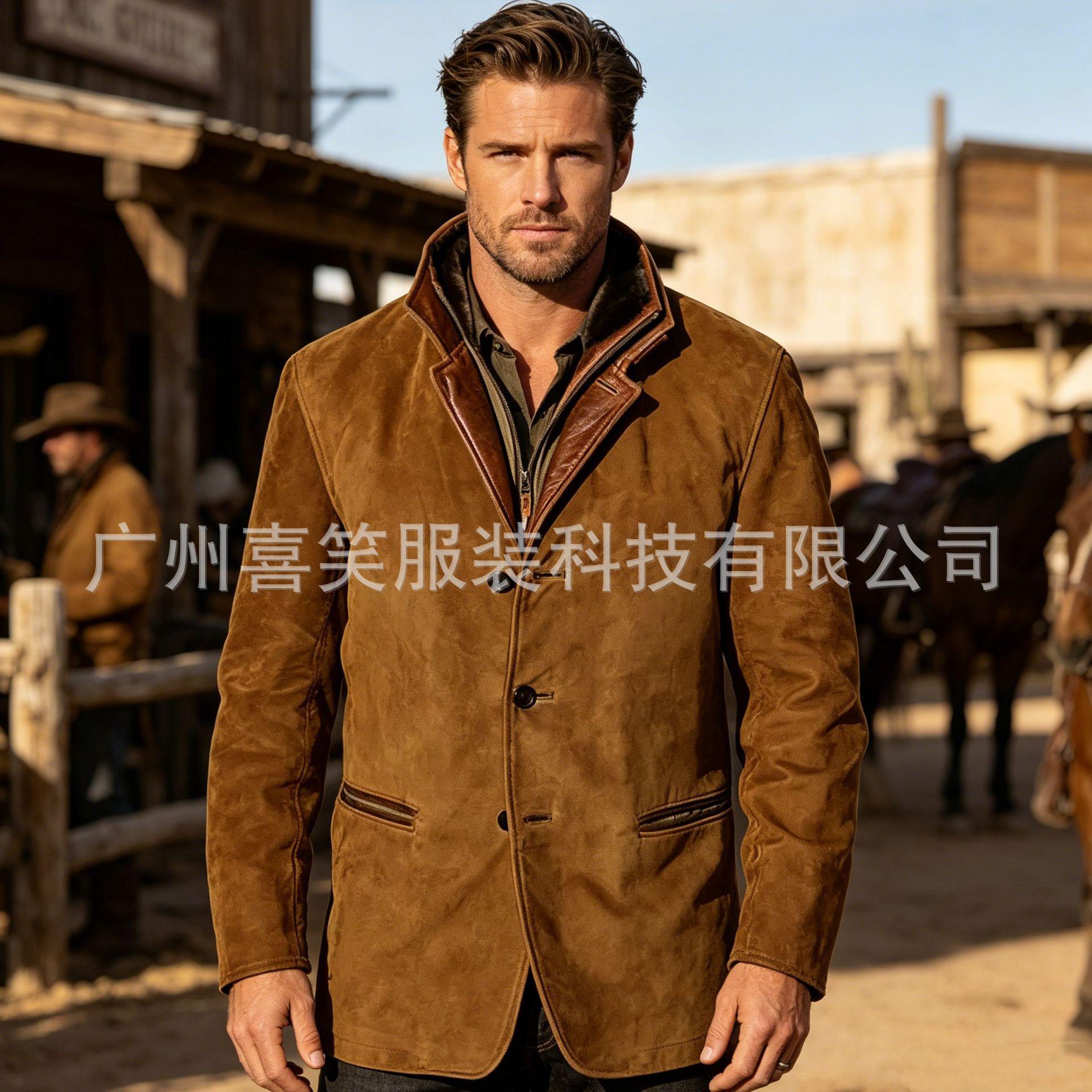 2025 Cross-Border Spring and Autumn New Men's European and American Fashion Retro Jacket Men's Casual Coat with Lapel and Color-Blocking Top