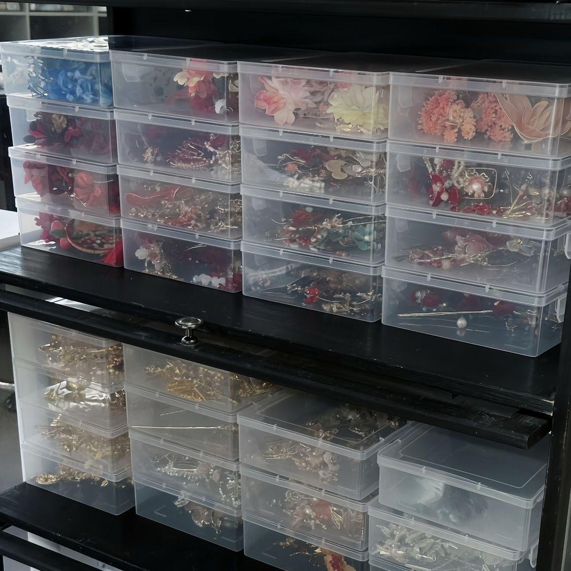 Jewelry box, Chinese-style Xiuhe headdress storage box, makeup organizer for makeup artists, plastic transparent storage box