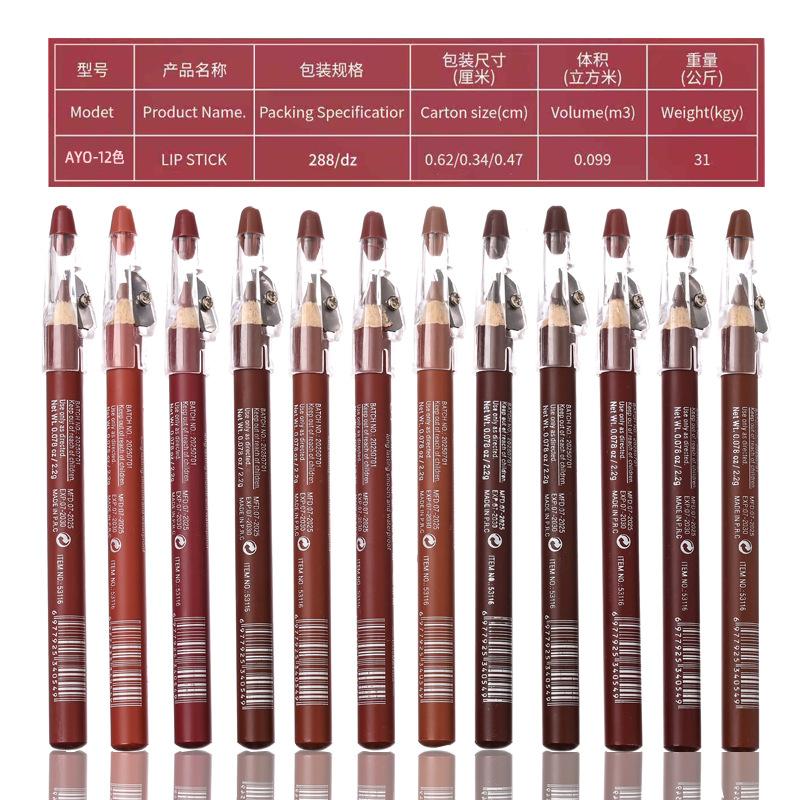 European and American Style Lip Liner Lipstick Lip Shaping Pencil Set for Thick Lips, Lip Plumping, Nude Brown Matte Lip Liner