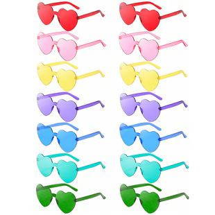 Candy-Colored Heart-Shaped Sunglasses, Personalized One-Piece Design, Wholesale from Manufacturer, New Model, Cross-Border Party Glasses, Photo Props