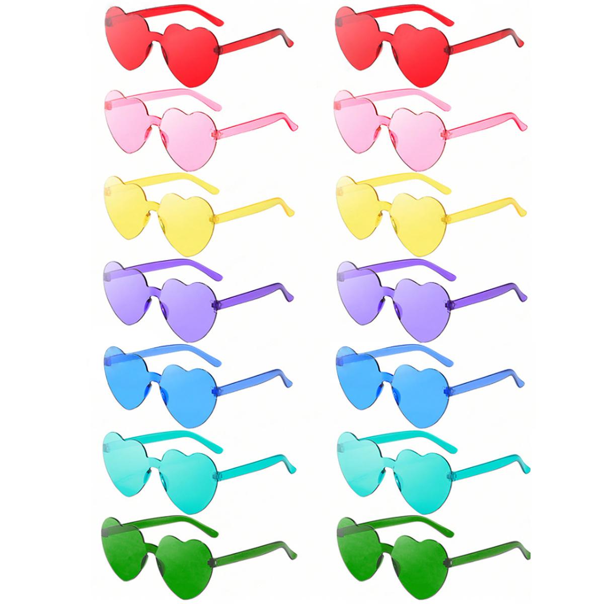 Candy-Colored Heart-Shaped Sunglasses, Personalized One-Piece Design, Wholesale from Manufacturer, New Model, Cross-Border Party Glasses, Photo Props