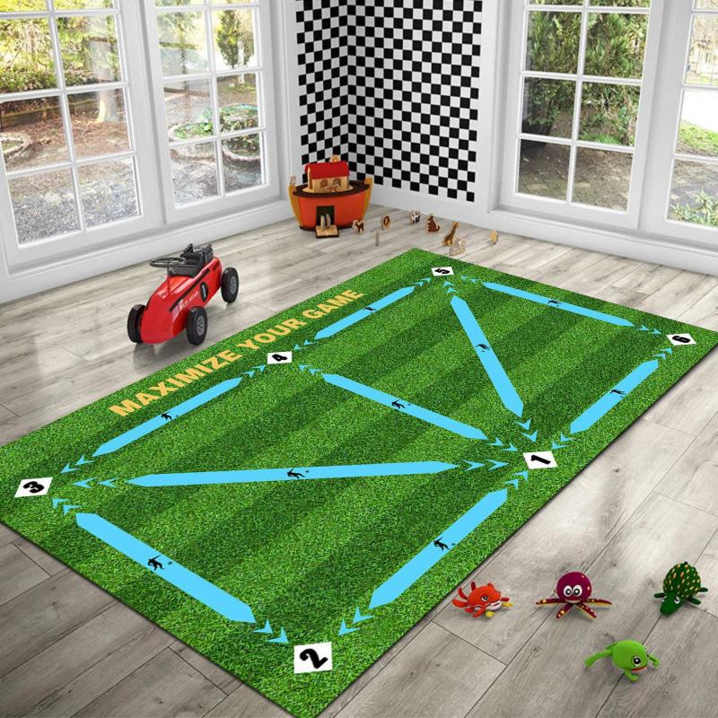 Football Footstep Training Mat Green Grass Home Sports Footstep Training Mat Sound-proof Non-slip Mat