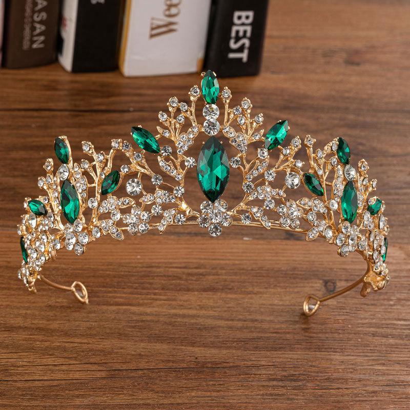 Cross-Border Bridal Crown Tiara Amazon Best-Selling Colorful Rhinestone Crown Queen Birthday Headband Wedding Hair Accessories