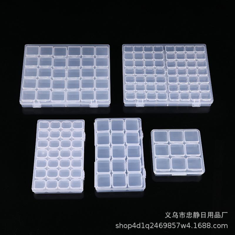 28-Compartment Nail Art Accessories Storage Box, 56-Compartment Plastic Transparent Pp Box for Jewelry and Small Parts, Nail Art Rhinestone Storage Box