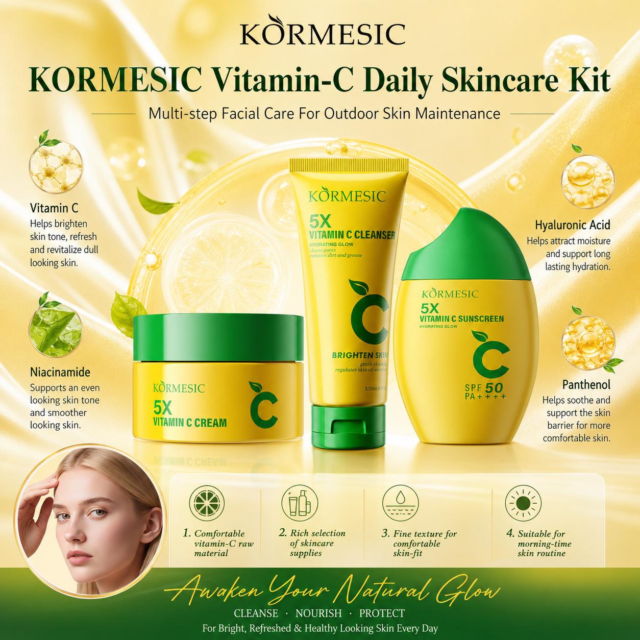 Cross-border foreign trade KORMESIC Vitamin C facial skincare Facial cleanser cream manufacturer wholesale