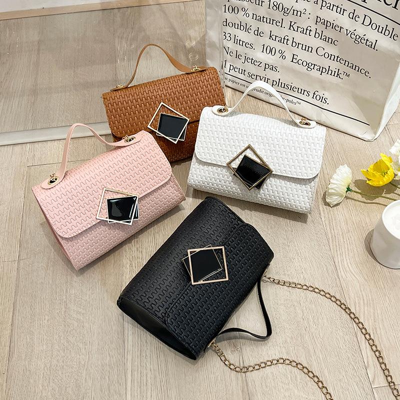 Foreign Trade Small Bag Female Bag Chain Embossed Small Square Bag 2023 New Women's Niche Hand-Carrying Shoulder Crossbody Bag