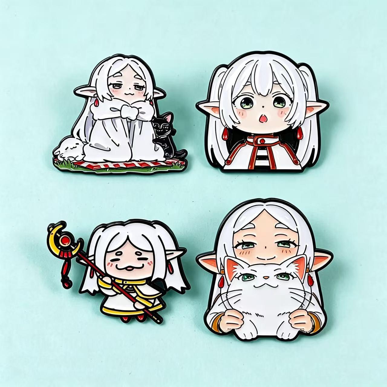 Frieren the Funeralist Cartoon Anime Brooch Cute Character Creative Alloy Badge Bag Clothing Accessories in Stock